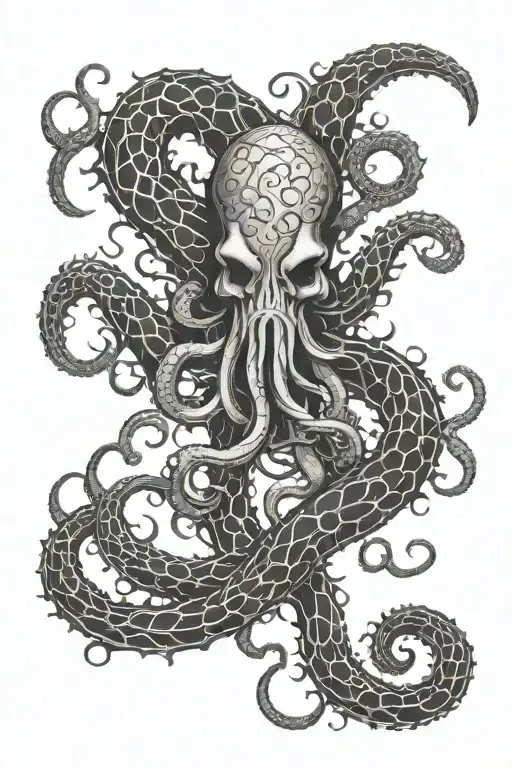 kraken tentacles wrapping tattoo design idea