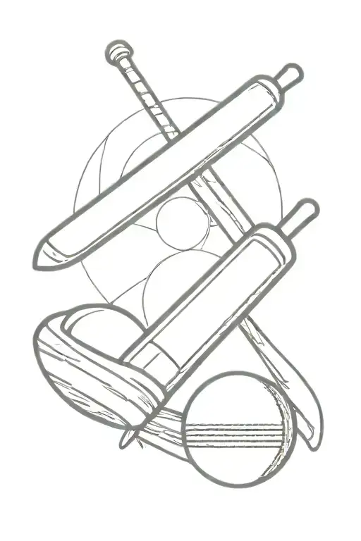 cricket bat and ball tattoo design idea
