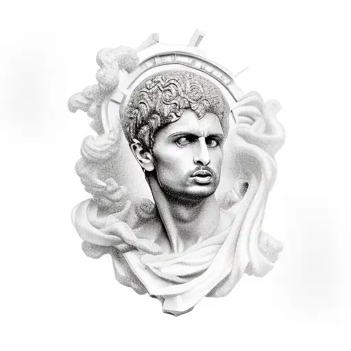 muse melpomane as a greek statue tattoo design idea