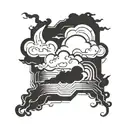 singular chinese style cloud with lightning bolt striking tattoo design idea