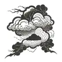 singular chinese style cloud with lightning bolt striking tattoo design idea