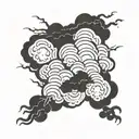 singular chinese style cloud with lightning bolt striking tattoo design idea