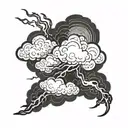 singular chinese style cloud with lightning bolt striking tattoo design idea