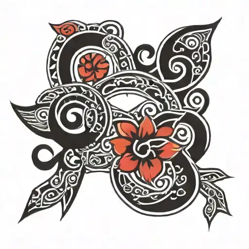 maori tattoo design featuring 2 symbols for 2 daughters tattoo design idea