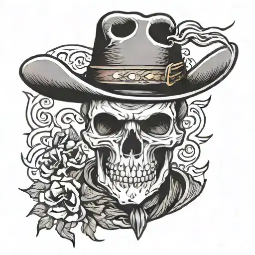 outlaw skull cowboy tattoo design idea
