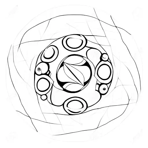 A minimalist tattoo of a camera lens inside a golden ratio rectangle tattoo design idea
