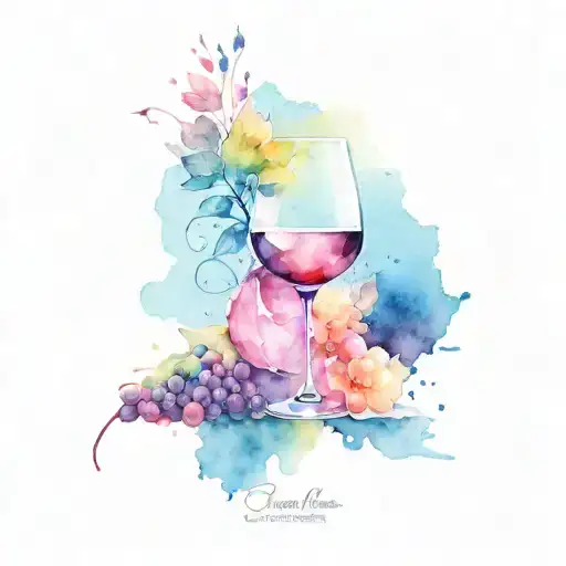 wine, travel, mental health awareness tattoo design idea