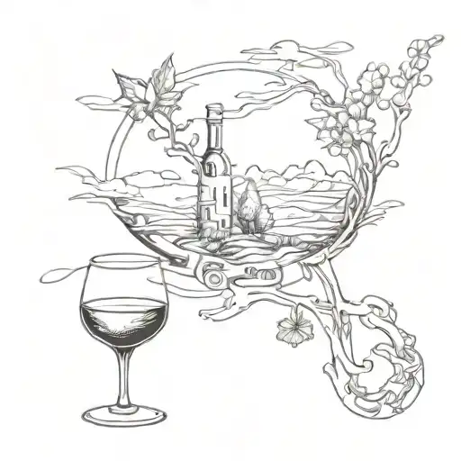 wine, travel, mental health awareness tattoo design idea
