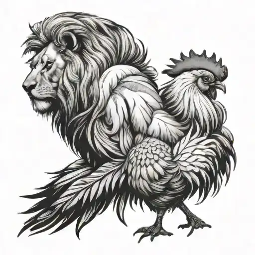 the lion and the rooster tattoo design idea
