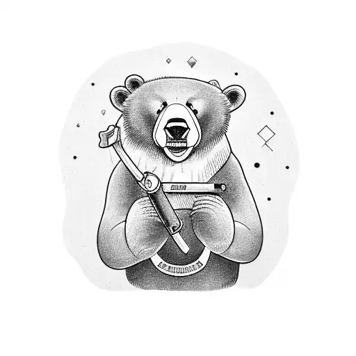 A California Bear smoking a cigar and holding a wrench tattoo design idea