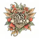 initials BEOM with hearts   tattoo design idea