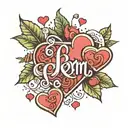 initials BEOM with hearts   tattoo design idea