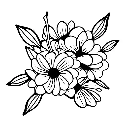 May and March birth flower bouquet tattoo design idea