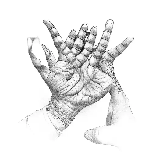 giving hands tattoo design idea