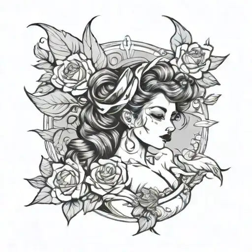 nsfw pinup girl tattoo design idea
