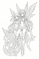 digimon angewomon and ladydevimon tattoo design idea