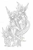 digimon angewomon and ladydevimon tattoo design idea