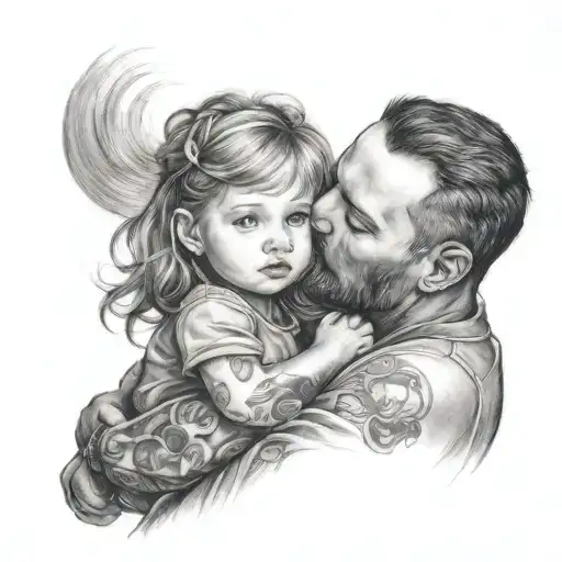 The little girl in daddy's arms  tattoo design idea