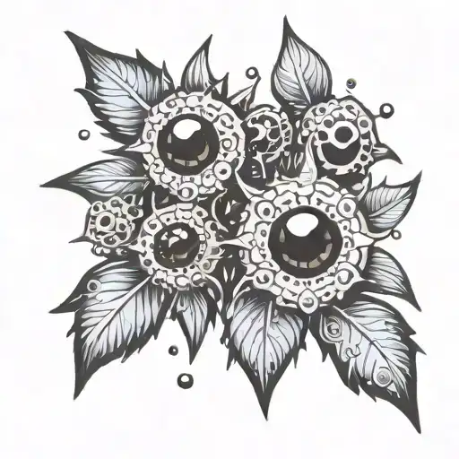 soot sprites with crystals tattoo design idea