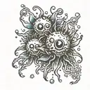 soot sprites with crystals tattoo design idea