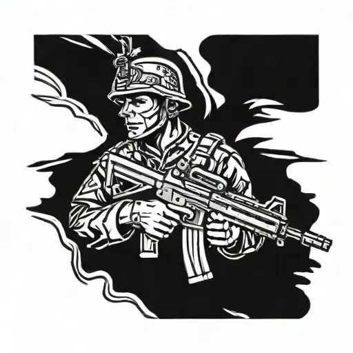 undefeated  soldier tattoo design idea
