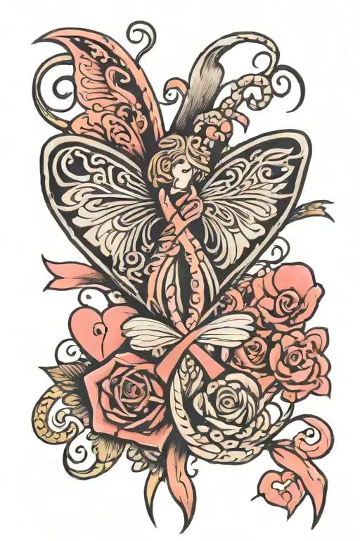 memorial, mom, love you to pieces, heads up penny, hearts, cancer ribbon tattoo design idea