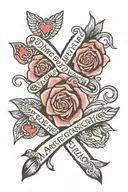 memorial, mom, love you to pieces, heads up penny, hearts, cancer ribbon tattoo design idea