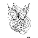 small single butterfly side-profile tattoo on torso/ribs/stomach/waist/etc tattoo design idea