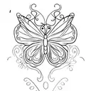 small single butterfly side-profile tattoo on torso/ribs/stomach/waist/etc tattoo design idea