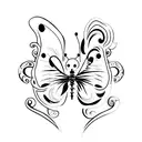 small single butterfly side-profile tattoo on torso/ribs/stomach/waist/etc tattoo design idea