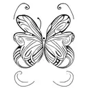 small single butterfly side-profile tattoo on torso/ribs/stomach/waist/etc tattoo design idea