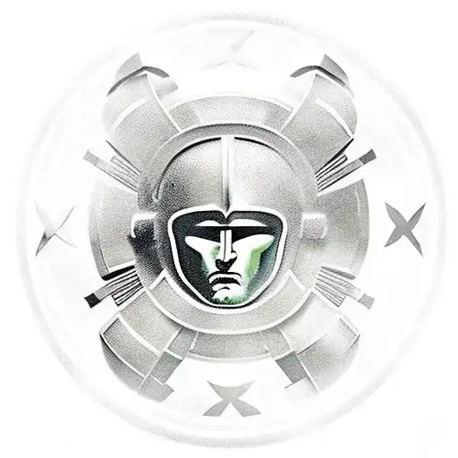 chest piece. spartan helmet in the centre. olive branch underneath. roman numerals either side tattoo design idea