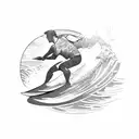 man surfing a wave tattoo design idea