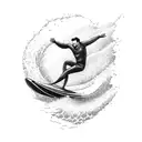 man surfing a wave tattoo design idea