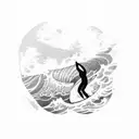 man surfing a wave tattoo design idea