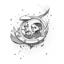 dad with son and daughter  tattoo design idea