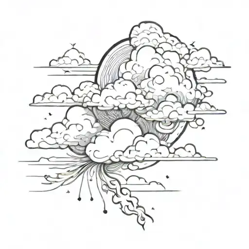 sunrise clouds black tattoo design idea
