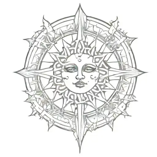 sun gothic without face tattoo design idea