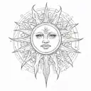 sun gothic without face tattoo design idea