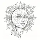 sun gothic without face tattoo design idea