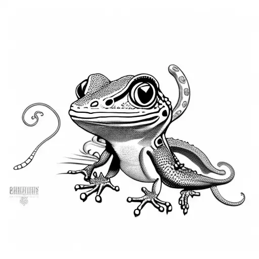 Gecko with fine lines an complete body. Not realistic.  tattoo design idea