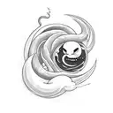 Snake with clouds and a moon tattoo design idea