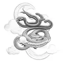 Snake with clouds and a moon tattoo design idea