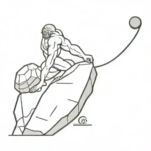 sisyphus pushing rock uphill   tattoo design idea