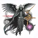 grim reaper with sythe and wings  tattoo design idea