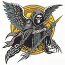 grim reaper with sythe and wings  tattoo design idea