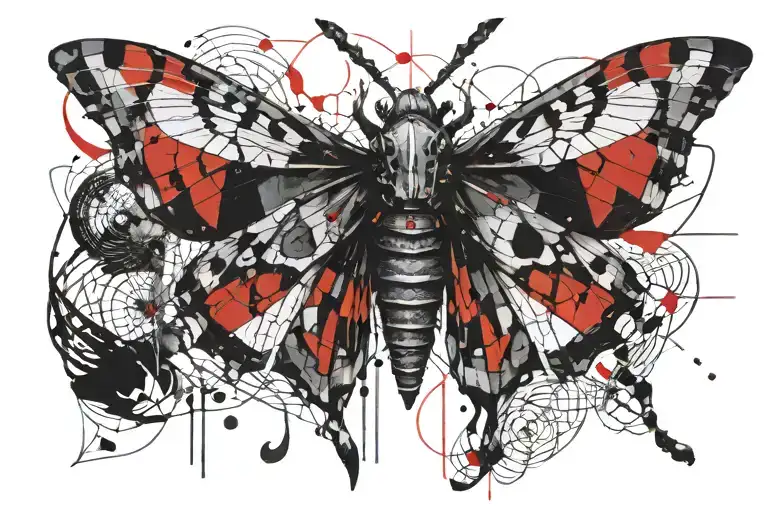 geometric death moth tattoo design idea