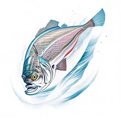 A detailed illustration of a steelhead fish tattoo design idea