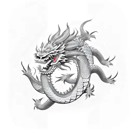 traditional japanese dragon surrounded my british pounds  tattoo design idea