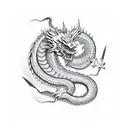 traditional japanese dragon surrounded my british pounds  tattoo design idea